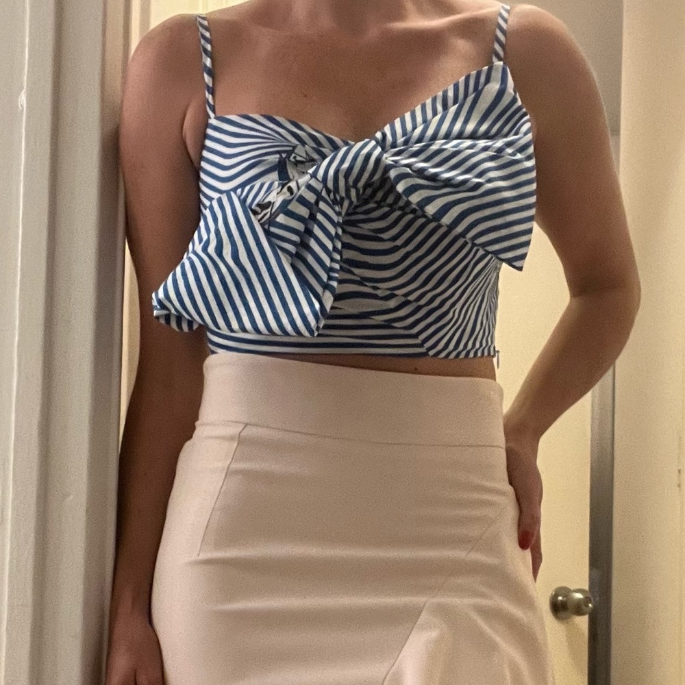 Milly Bow Striped Crop Top
